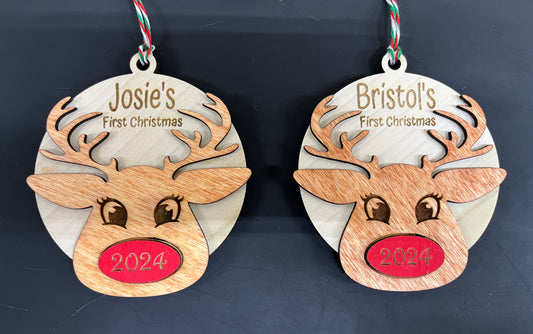 Personalized Frist Christmas Reindeer Ornament